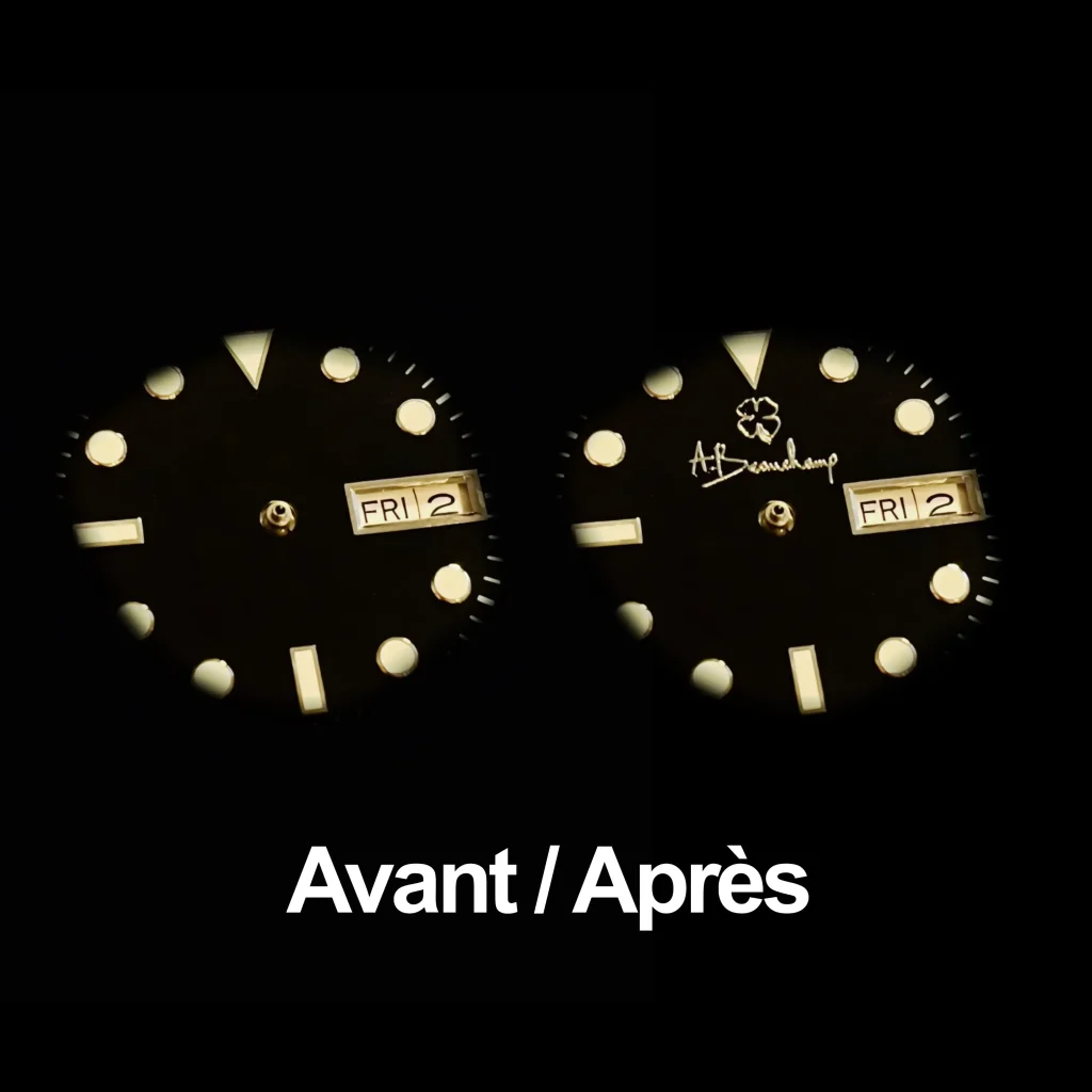 Logo sur cadran de montre